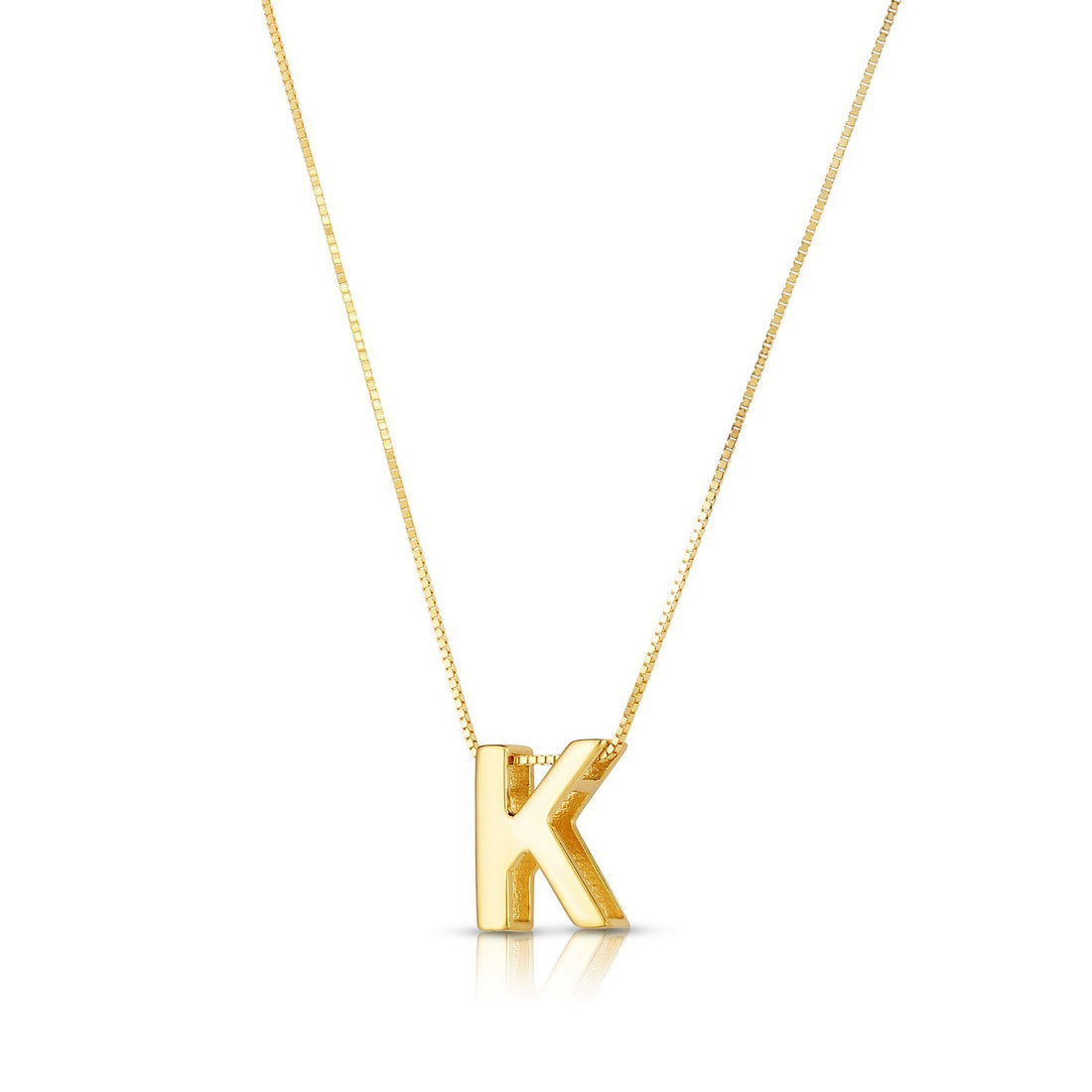 14K Yellow Gold Yours Truly Block Letter Initial K Necklace for Women | Yene store