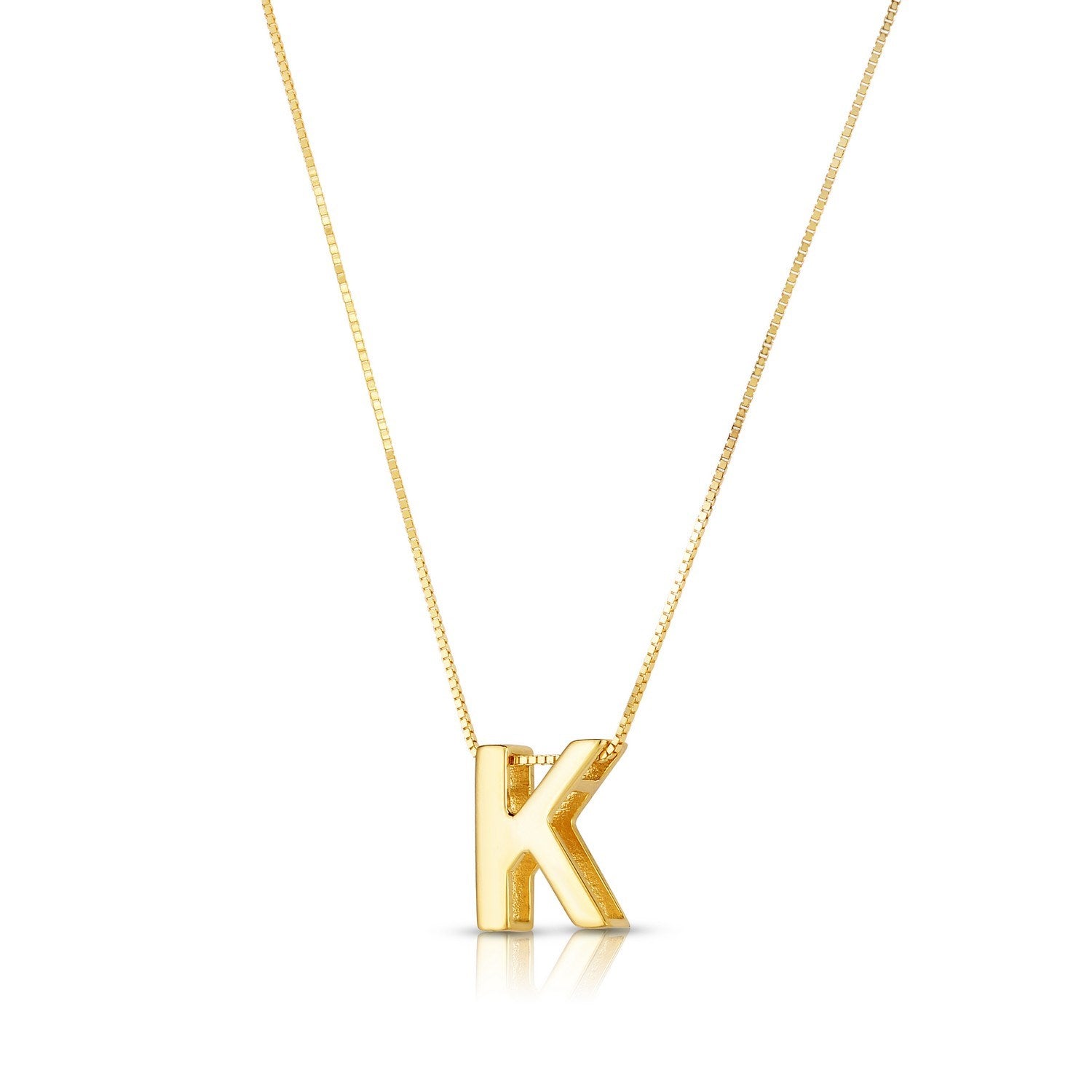 14K Yellow Gold Yours Truly Block Letter Initial K Necklace for Women | Yene store