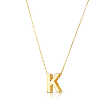 14K Yellow Gold Yours Truly Block Letter Initial K Necklace for Women | Yene store