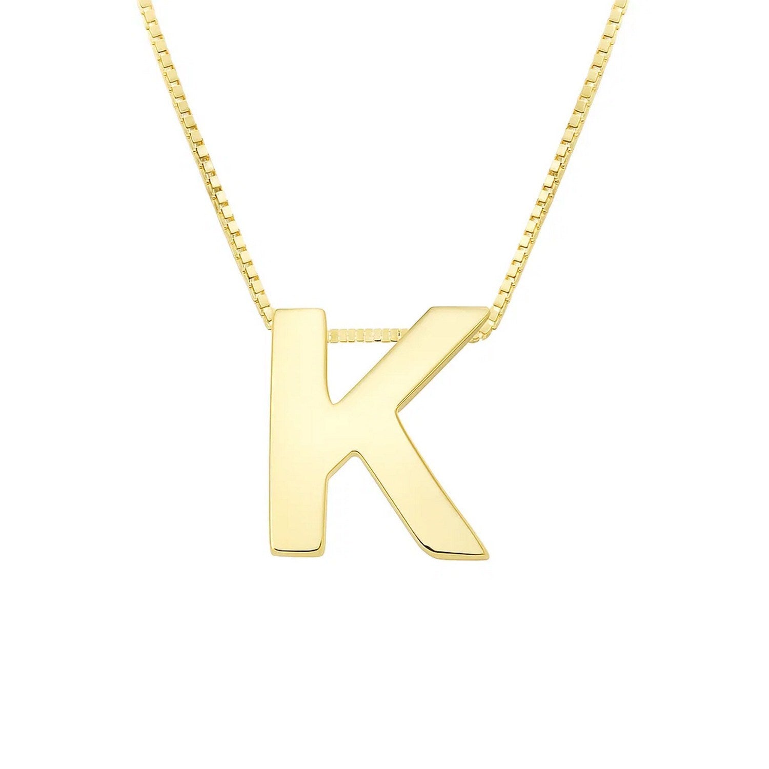 14K Yellow Gold Yours Truly Block Letter Initial K Necklace for Women | Yene store