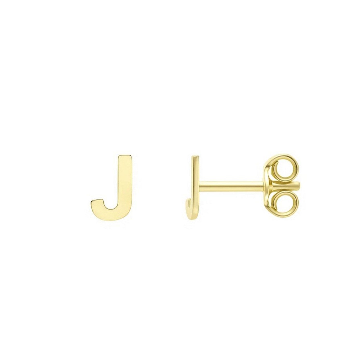 14K Yellow Gold Yours Truly Initial J Stud Earrings for Women | Yene store