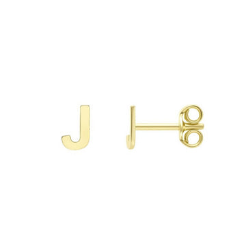 14K Yellow Gold Yours Truly Initial J Stud Earrings for Women | Yene store