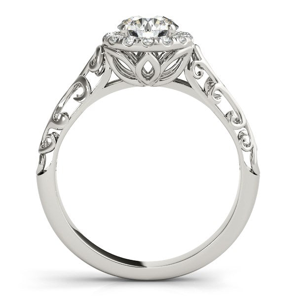 14k White Gold Halo Antique Style Round Diamond Engagement Ring (5/8 cttw) for Women | Yene store