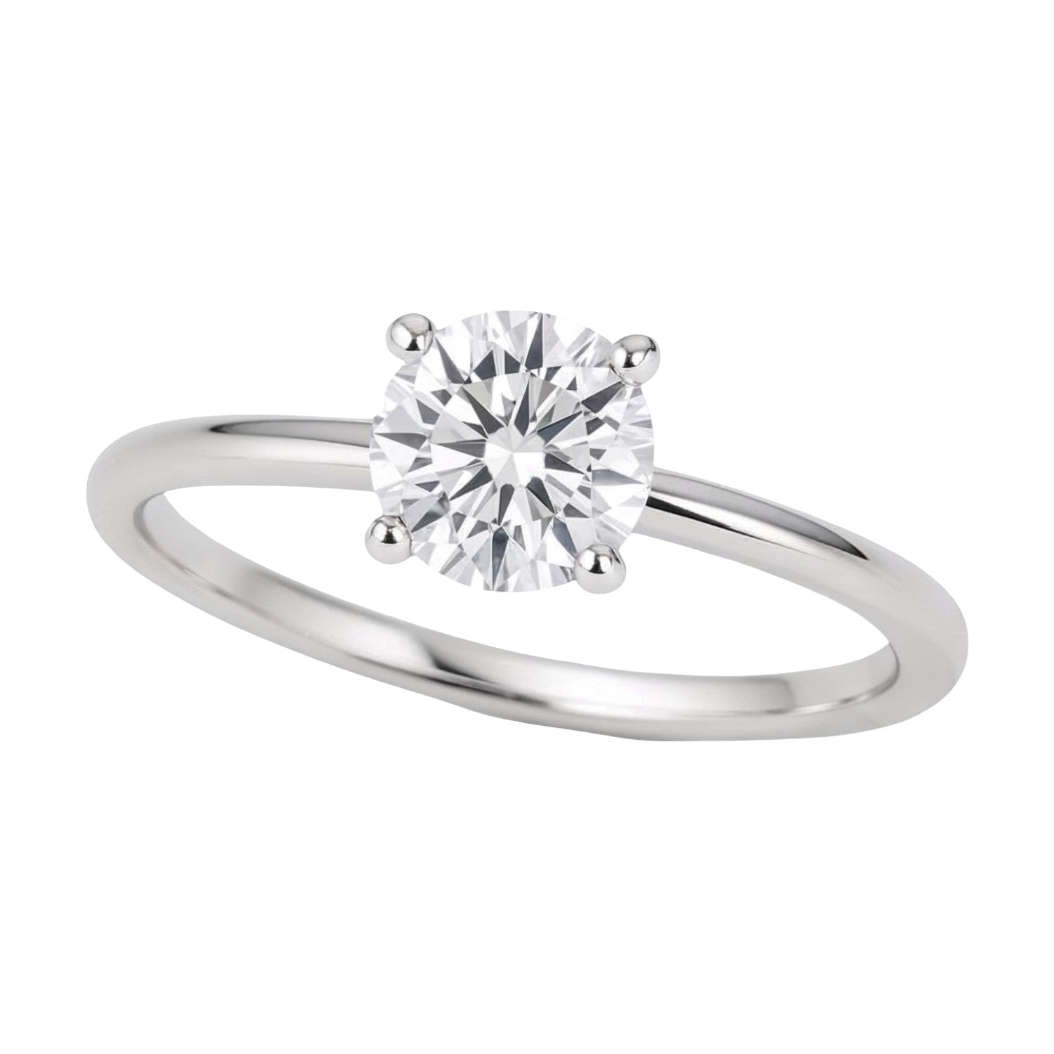 3/4 Carat Round Lab Grown IGI G/VS1 Diamond Solitaire Ring in 14K White Gold