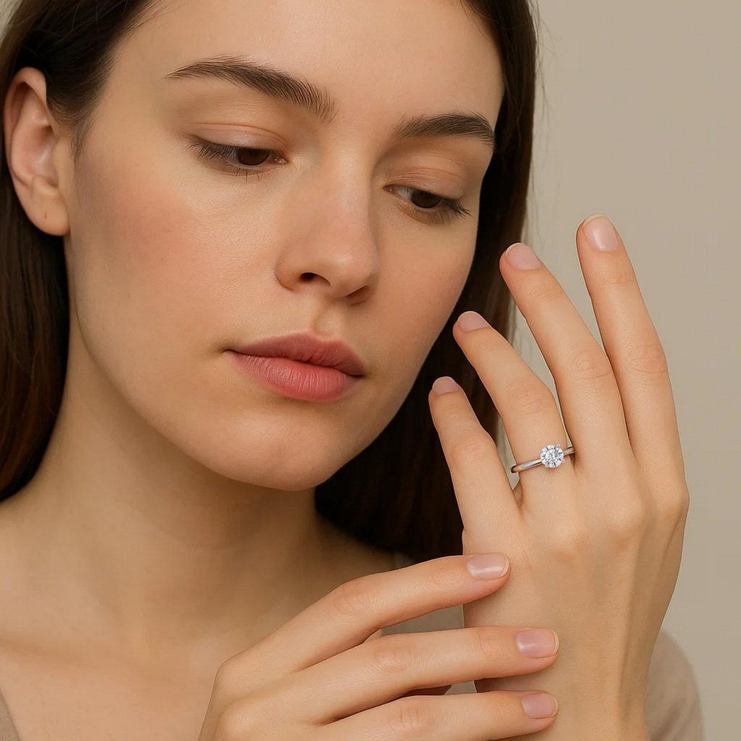 3/4 Carat Round Lab Grown IGI G/VS1 Diamond Solitaire Ring in 14K White Gold