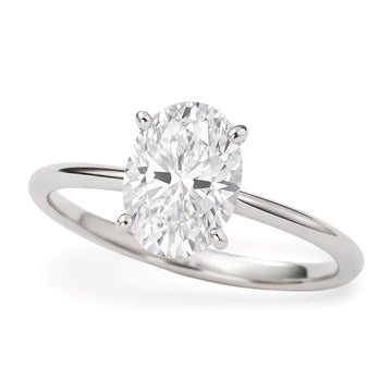 1 Carat Oval Lab Grown IGI G/VS1 Diamond Solitaire Ring in 14K White Gold
