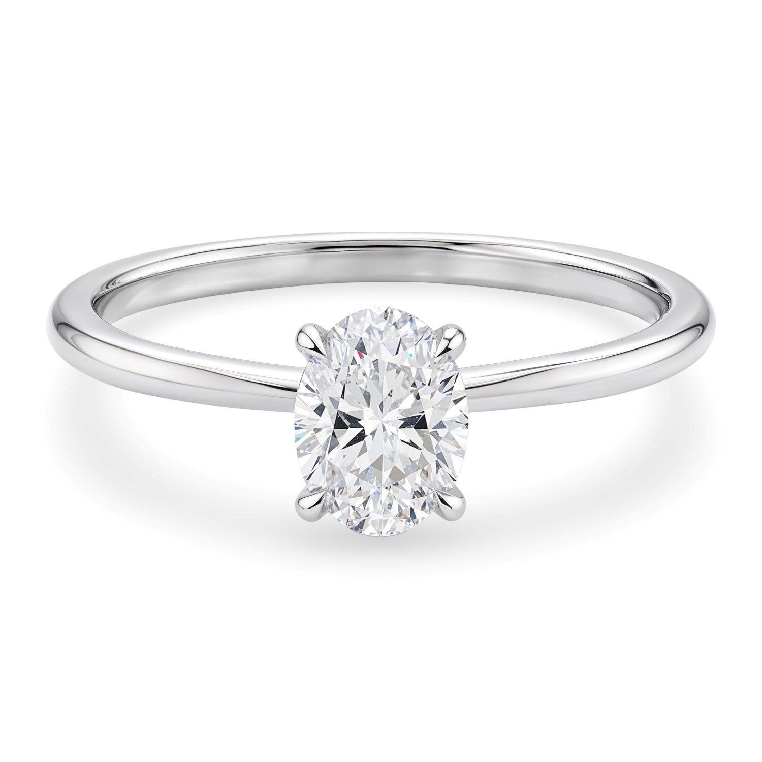 1 Carat Oval Lab Grown IGI G/VS1 Diamond Solitaire Ring in 14K White Gold