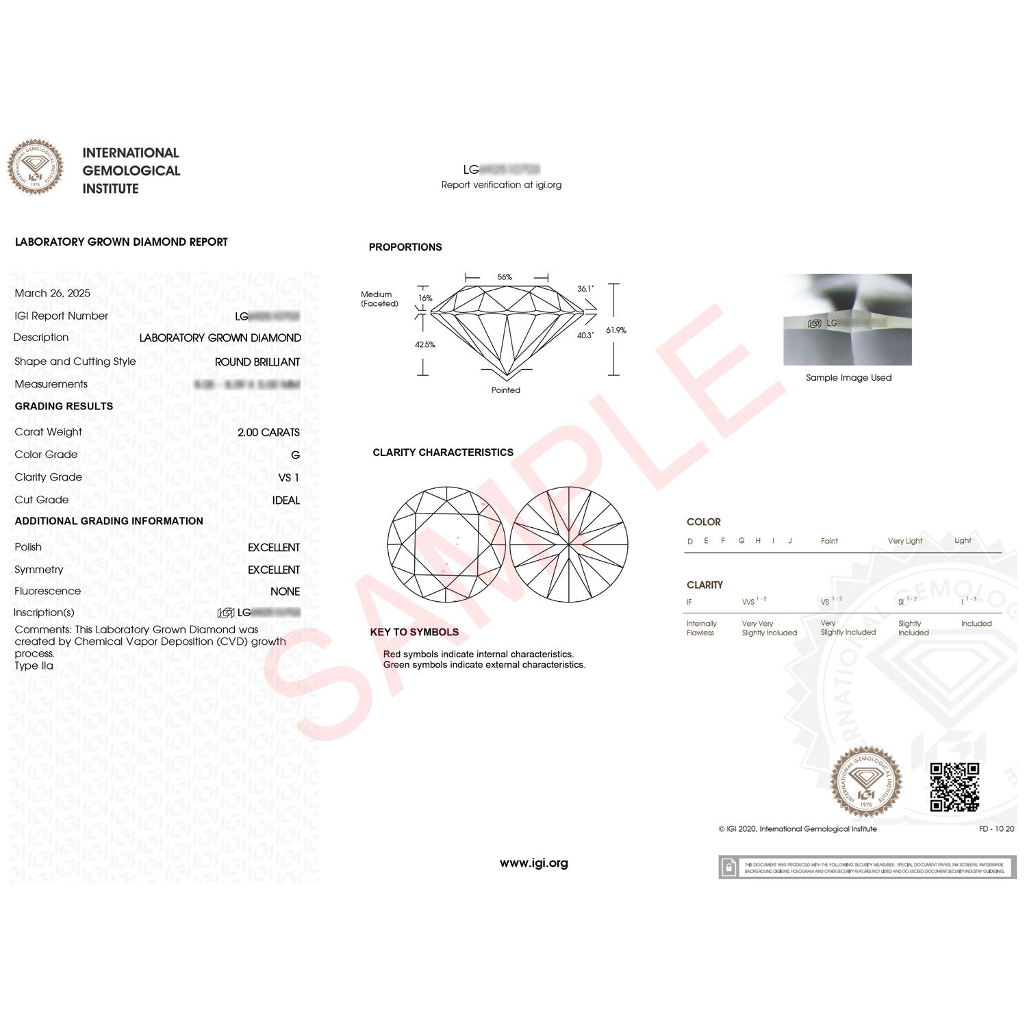 2 Carat Round Lab Grown IGI G/VS1 Diamond Solitaire Ring in 14K White Gold