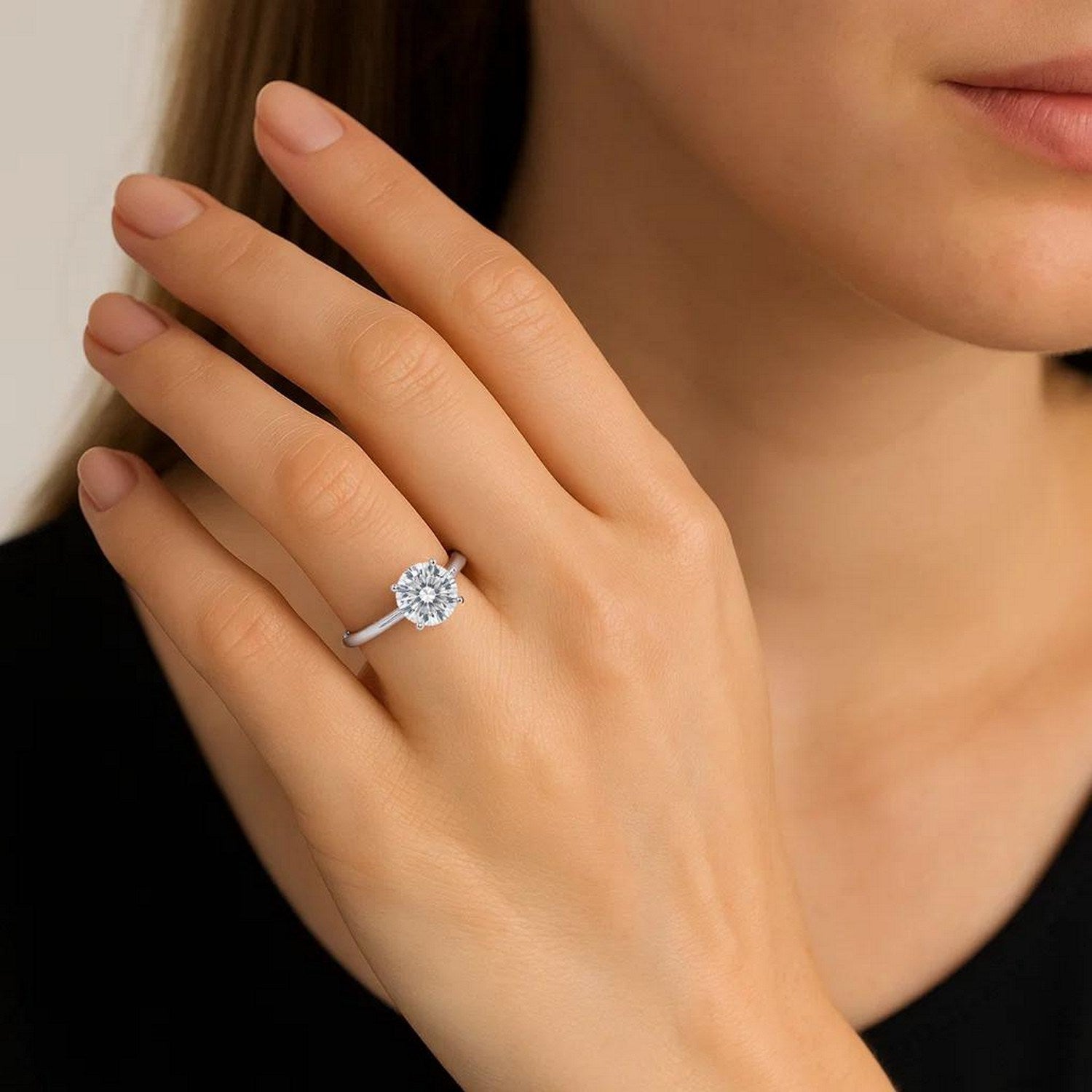 2 Carat Round Lab Grown IGI G/VS1 Diamond Solitaire Ring in 14K White Gold