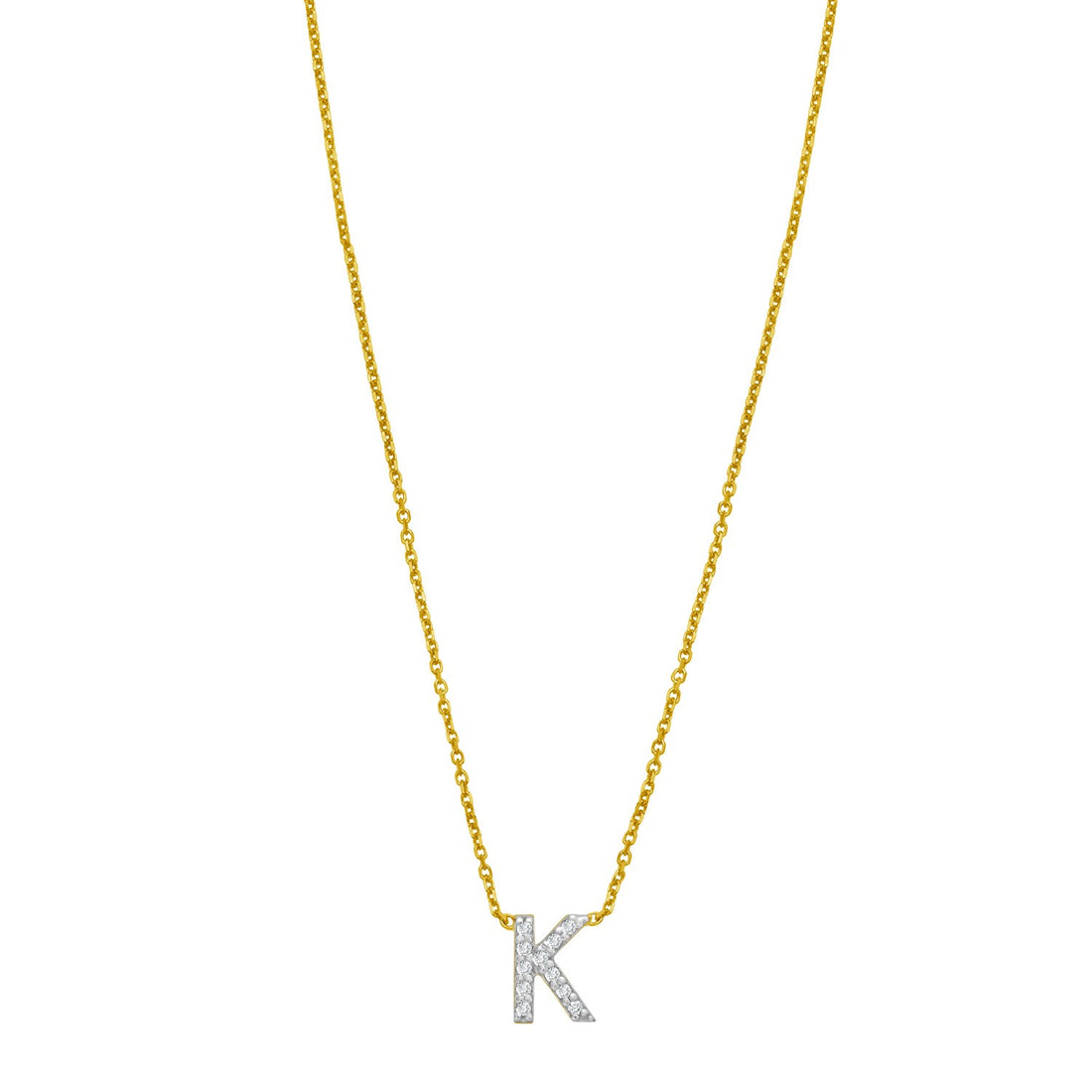 14K Yellow Gold Mini Diamond K Initial Pendant Necklace for Women | Yene store