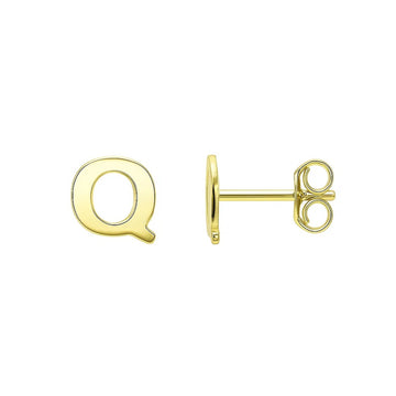 14K Yellow Gold Yours Truly Initial Q Stud Earrings for Women | Yene store