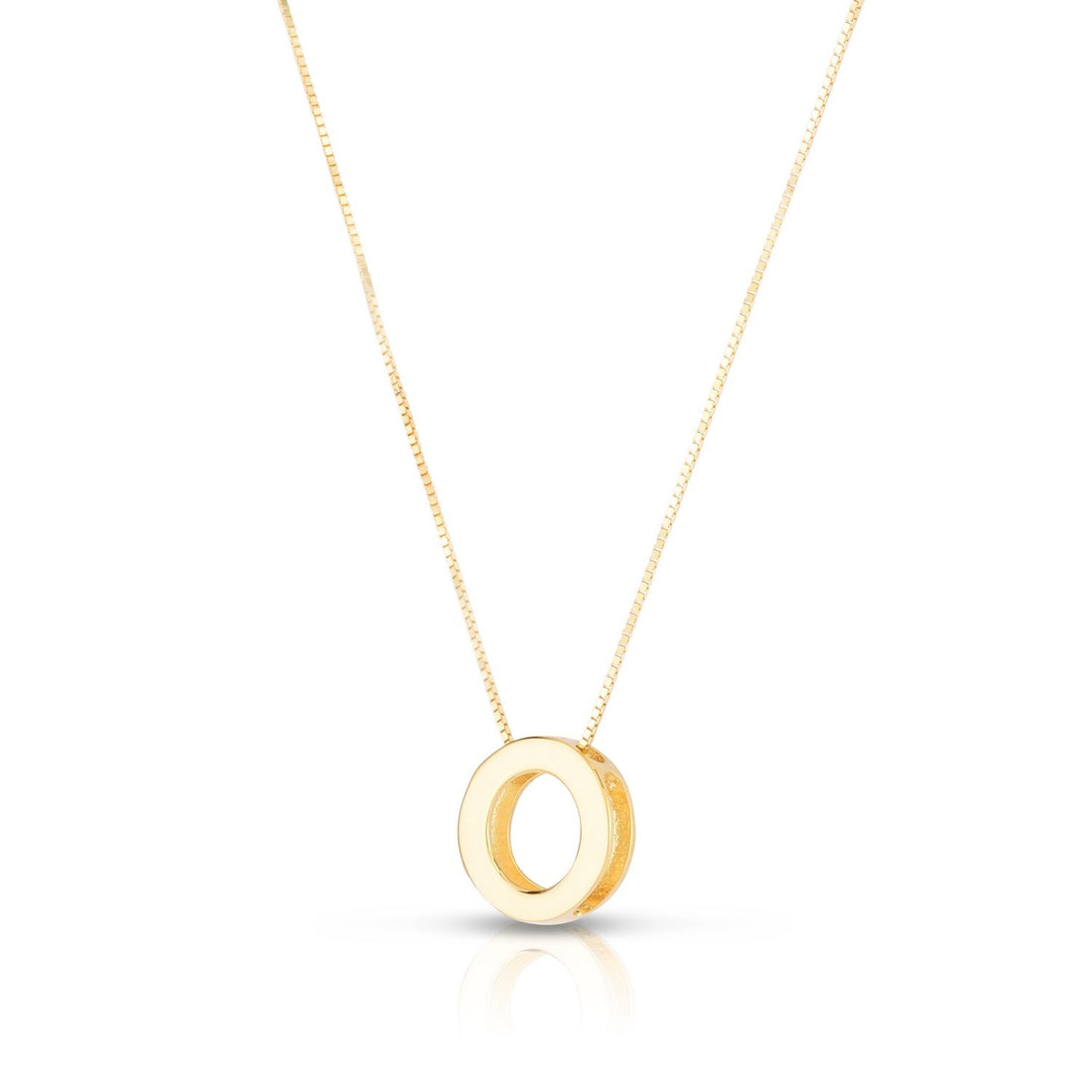14K Yellow Gold Yours Truly Block Letter Initial O Necklace for Women | Yene Store 