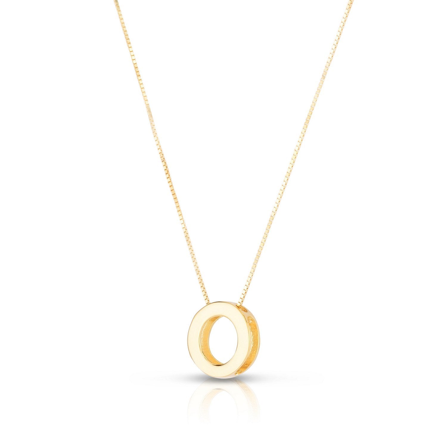 14K Yellow Gold Yours Truly Block Letter Initial O Necklace for Women | Yene Store 