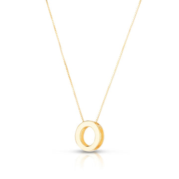 14K Yellow Gold Yours Truly Block Letter Initial O Necklace for Women | Yene Store 