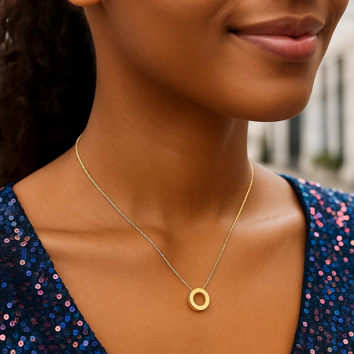 14K Yellow Gold Yours Truly Block Letter Initial O Necklace for Women | Yene Store