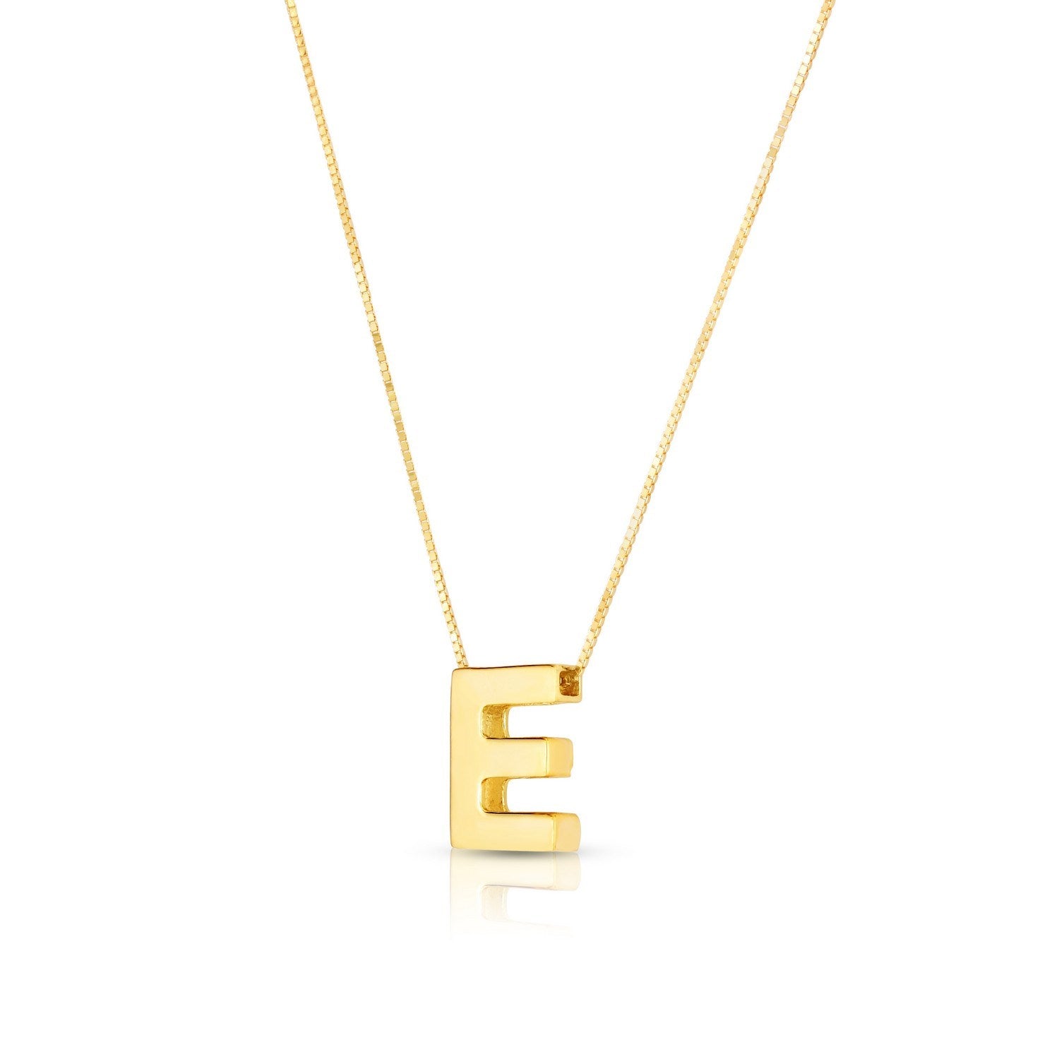 14K Yellow Gold Yours Truly Block Letter Initial E Necklace for Women | Yene Store