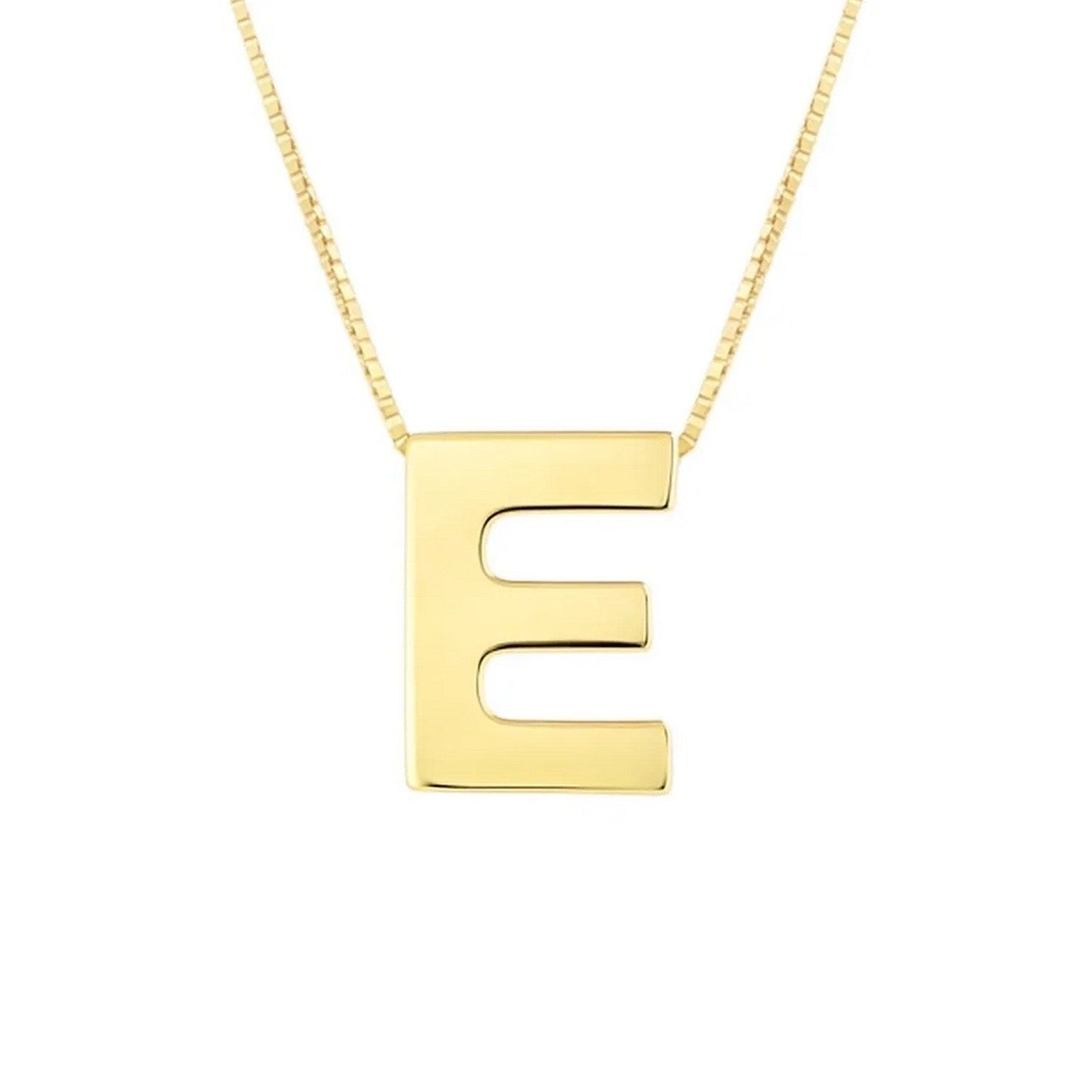 14K Yellow Gold Yours Truly Block Letter Initial E Necklace for Women | Yene Store
