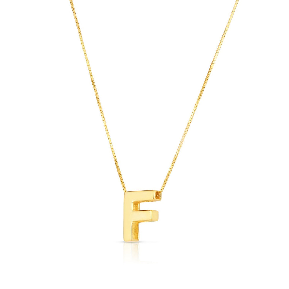 14K Yellow Gold Yours Truly Block Letter Initial F Necklace for Women | Yene Store 