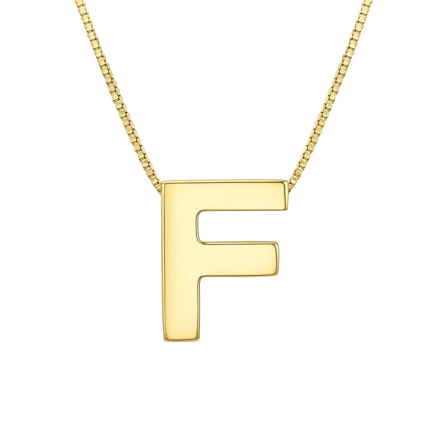 14K Yellow Gold Yours Truly Block Letter Initial F Necklace for Women | Yene Store