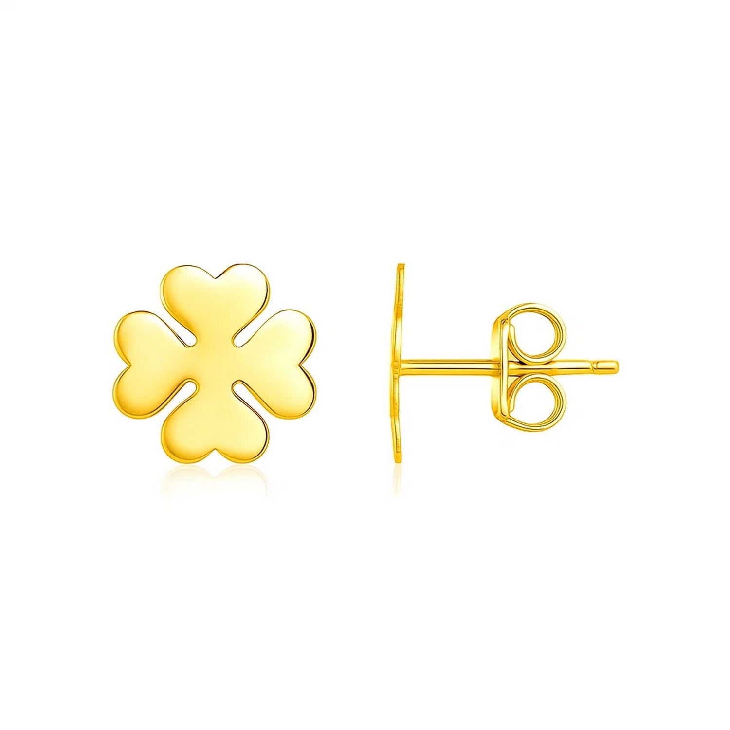 14K Yellow Gold Four Leaf Clover Earrings(10mm) for Women | Yene Store