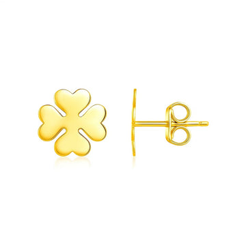 14K Yellow Gold Four Leaf Clover Earrings(10mm) for Women | Yene Store