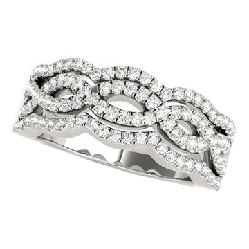 Diamond Studded Ring with Four Curves in 14k White Gold (5/8 cttw) for Women | Yene Store 