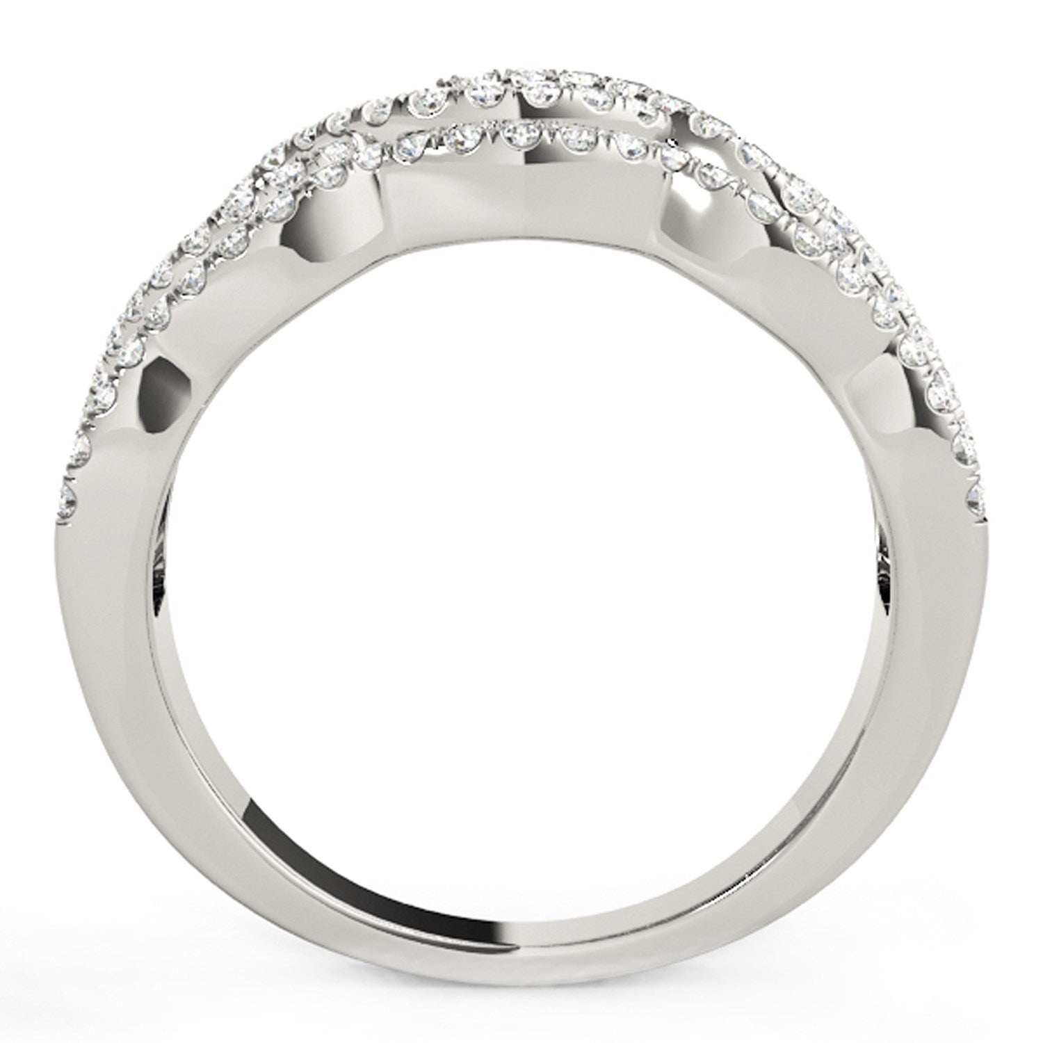 Diamond Studded Ring with Four Curves in 14k White Gold (5/8 cttw) for Women | Yene Store