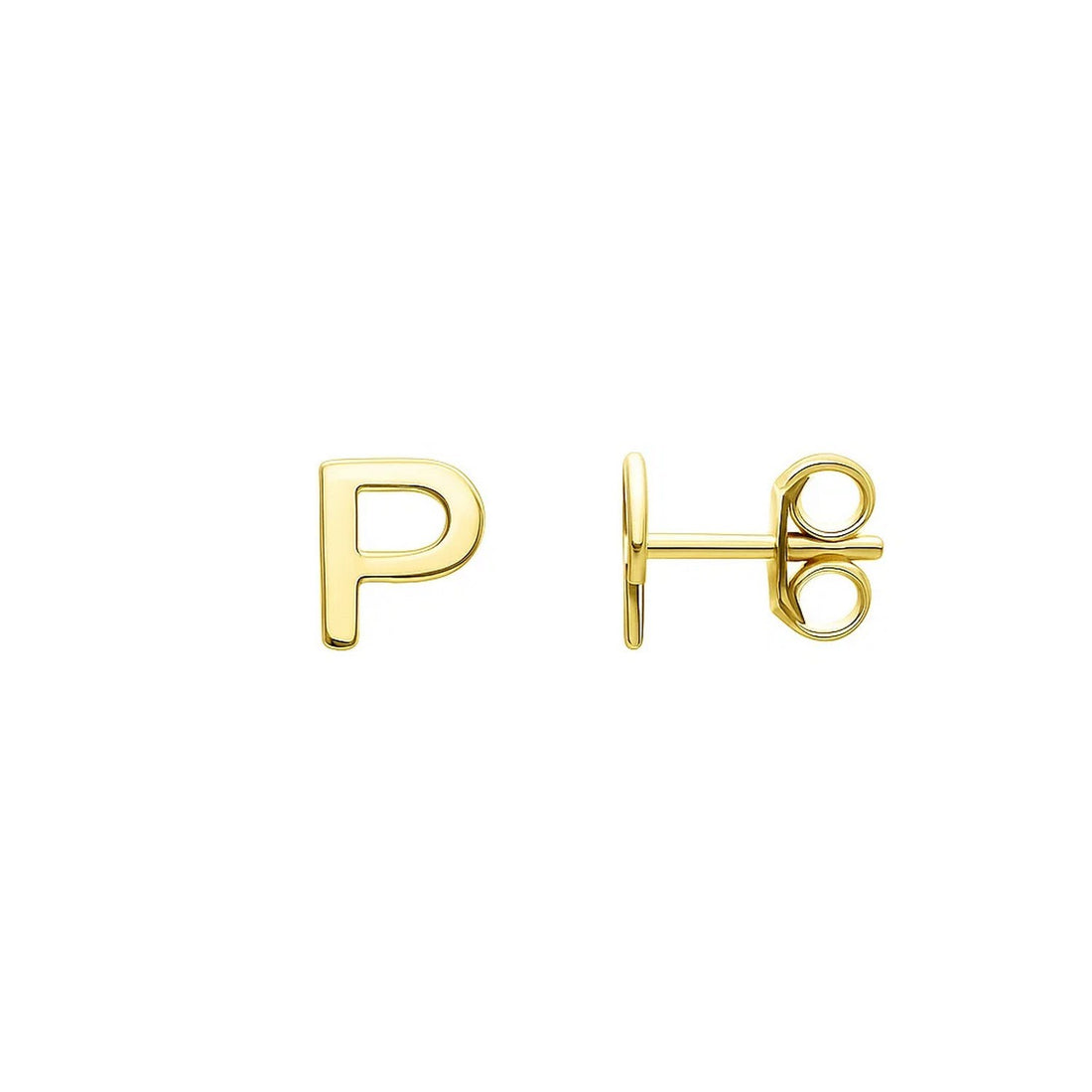 14K Yellow Gold Yours Truly Initial P Stud Earrings for Women | Yene Store 