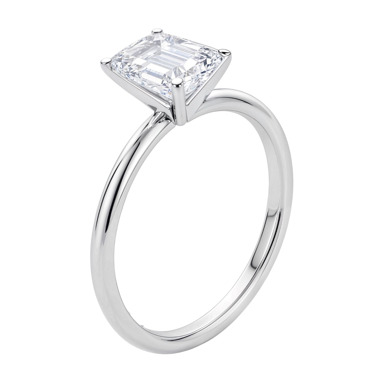 2 Carat Emerald Lab Grown IGI G/VS1 Diamond Solitaire Ring in 14K White Gold