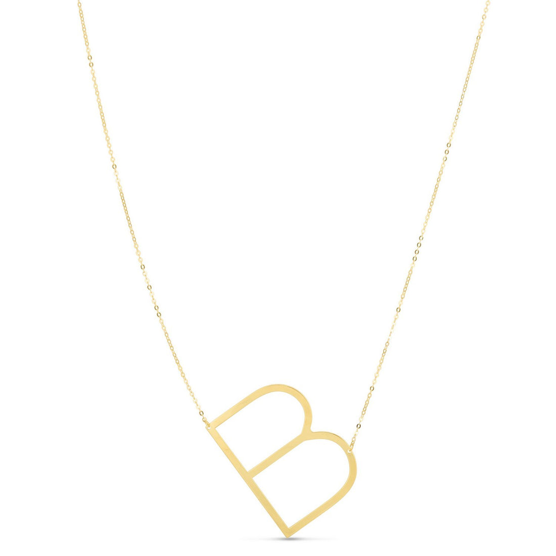 14K Yellow Gold Yours Truly Large Initial B Necklace for Women | Yene Store 