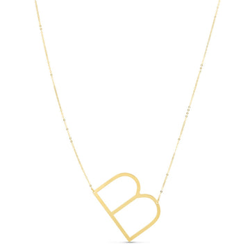 14K Yellow Gold Yours Truly Large Initial B Necklace for Women | Yene Store 