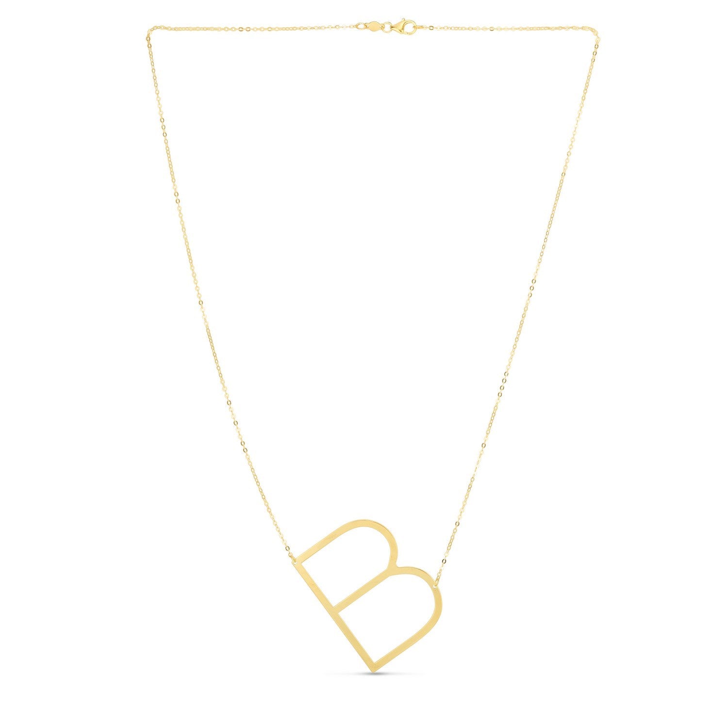 14K Yellow Gold Yours Truly Large Initial B Necklace for Women | Yene Store