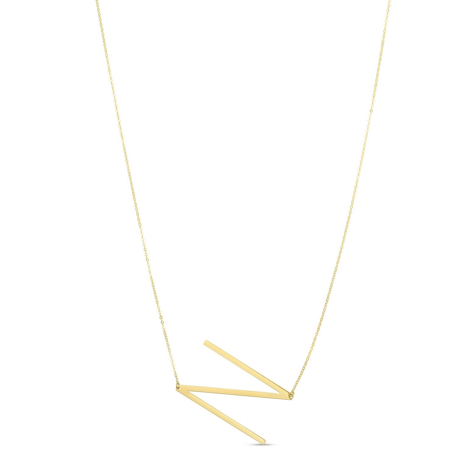 14K Yellow Gold Yours Truly Large Initial N Necklace for Women | Yene Store