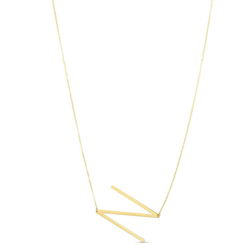 14K Yellow Gold Yours Truly Large Initial N Necklace for Women | Yene Store
