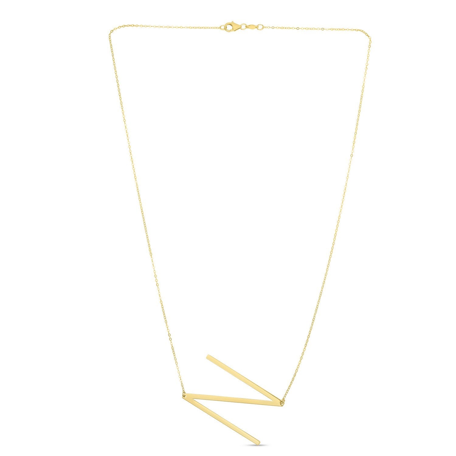 14K Yellow Gold Yours Truly Large Initial N Necklace for Women | Yene Store