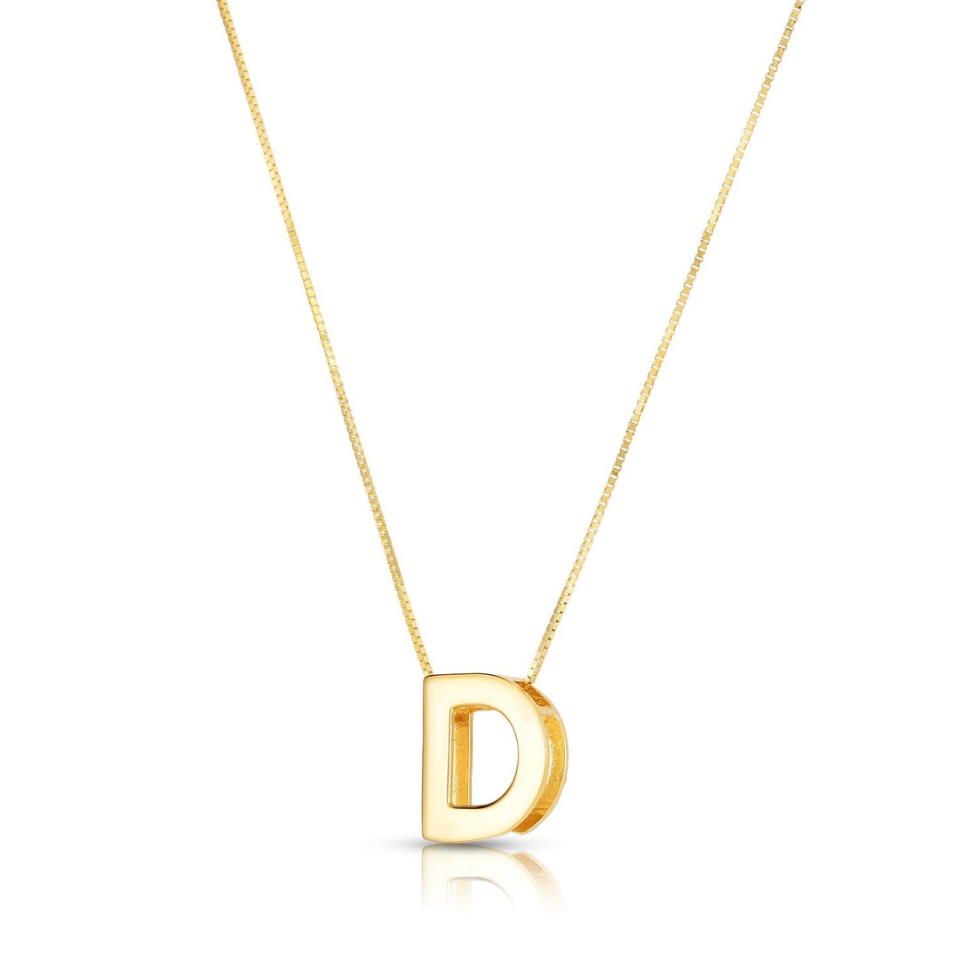 14K Yellow Gold Yours Truly Block Letter Initial D Necklace for Women | Yene Store 