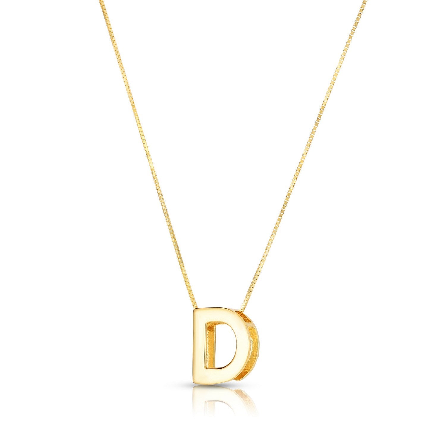 14K Yellow Gold Yours Truly Block Letter Initial D Necklace for Women | Yene Store 