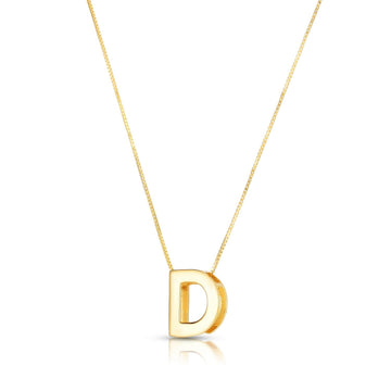 14K Yellow Gold Yours Truly Block Letter Initial D Necklace for Women | Yene Store 