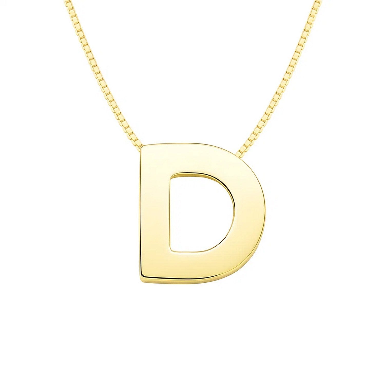 14K Yellow Gold Yours Truly Block Letter Initial D Necklace for Women | Yene Store