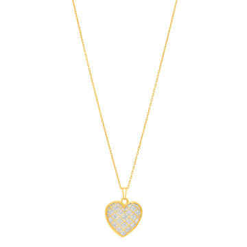 Checkered Heart Necklace in 14K Yellow Gold for Women | Yene store 