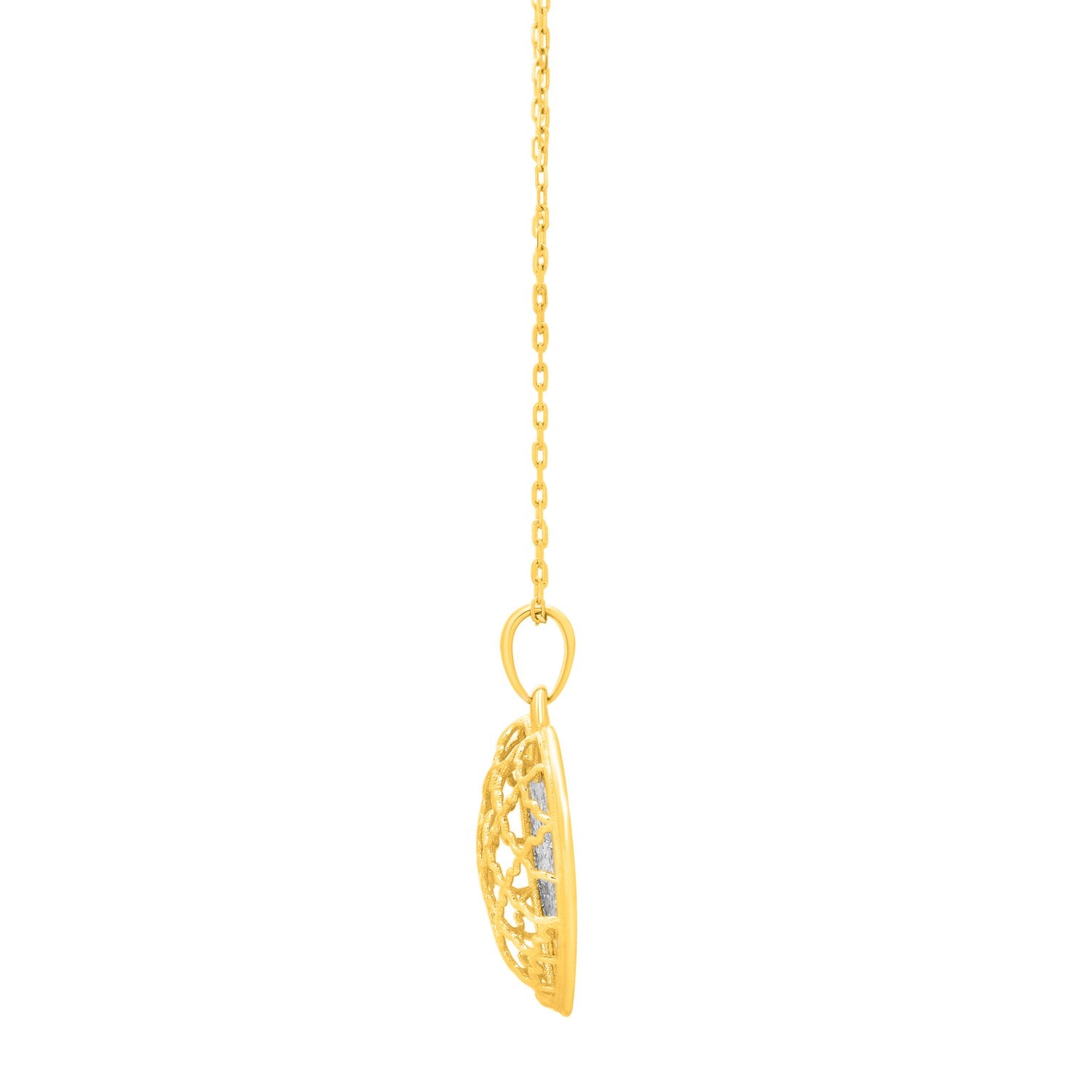 Checkered Heart Necklace in 14K Yellow Gold for Women | Yene store 