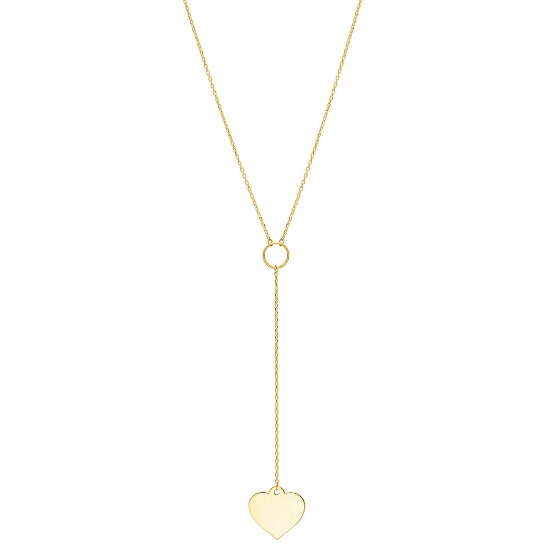 Lariat Heart Necklace in 10K Yellow Gold for Women | Yene store