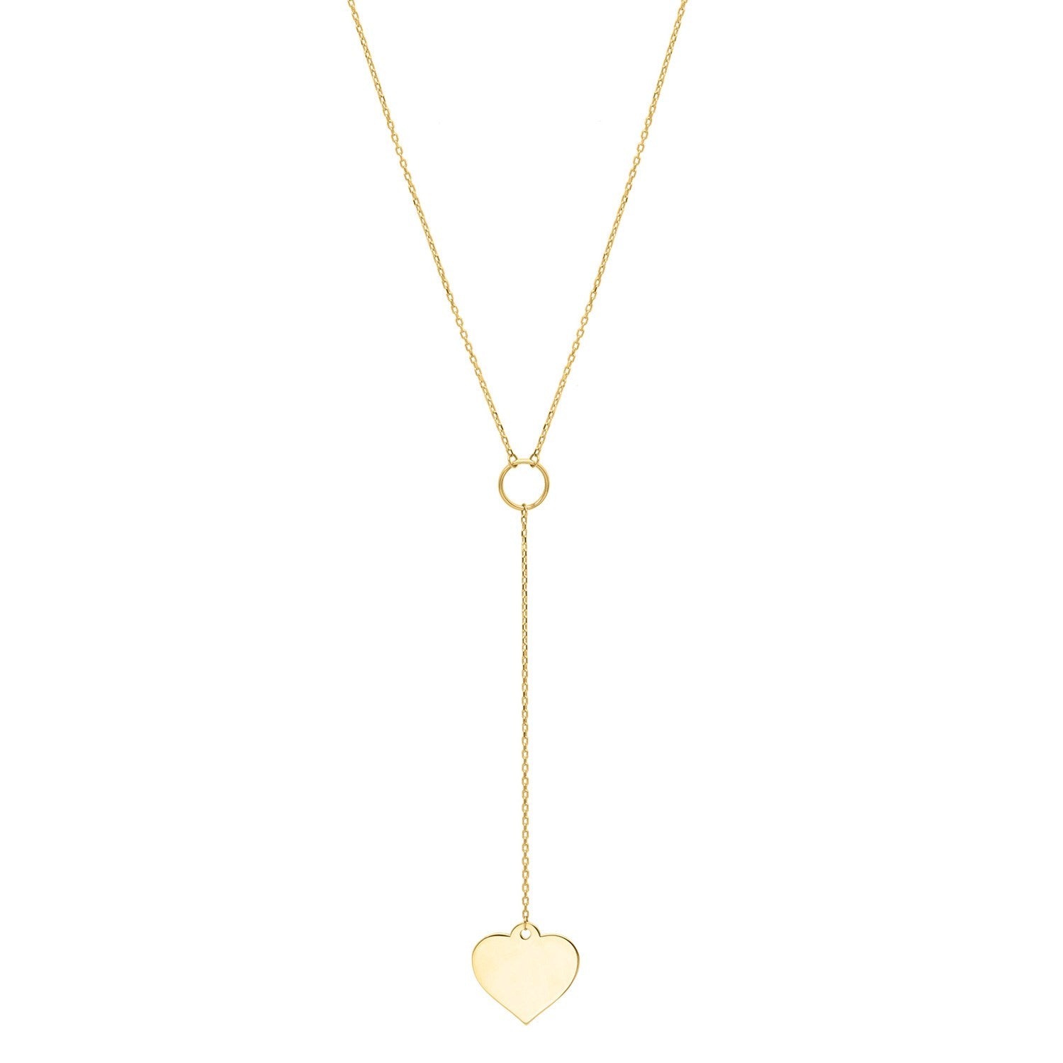 Lariat Heart Necklace in 10K Yellow Gold for Women | Yene store