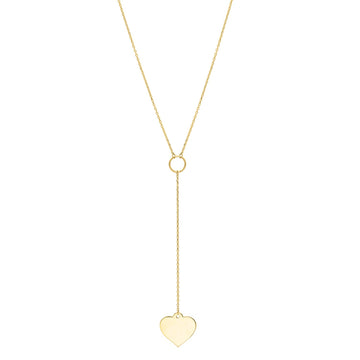 Lariat Heart Necklace in 10K Yellow Gold for Women | Yene store