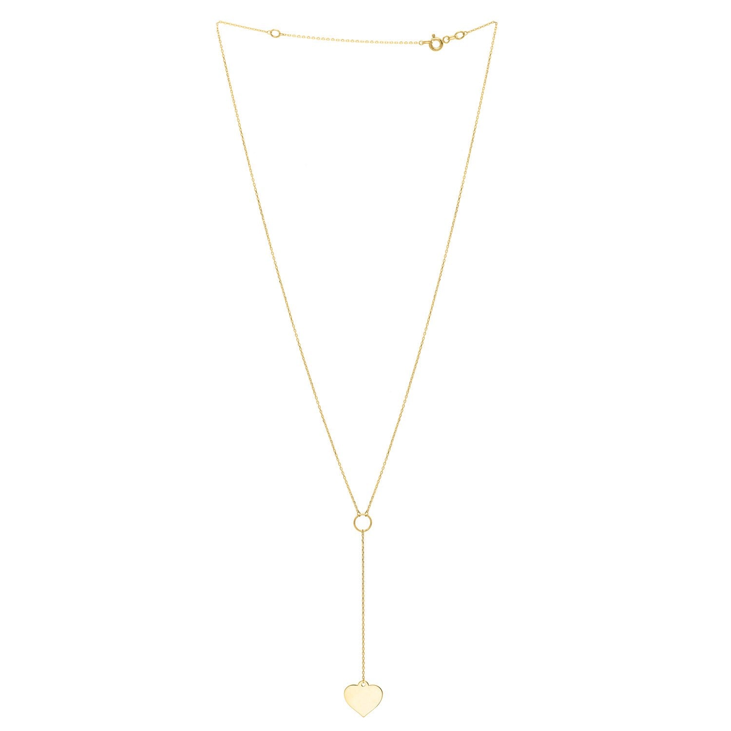 Lariat Heart Necklace in 10K Yellow Gold for Women | Yene store 