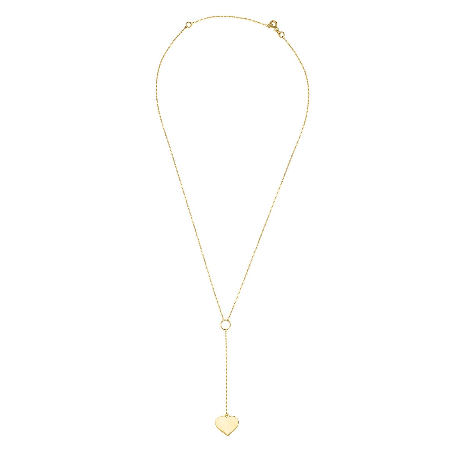 Lariat Heart Necklace in 10K Yellow Gold for Women | Yene store 