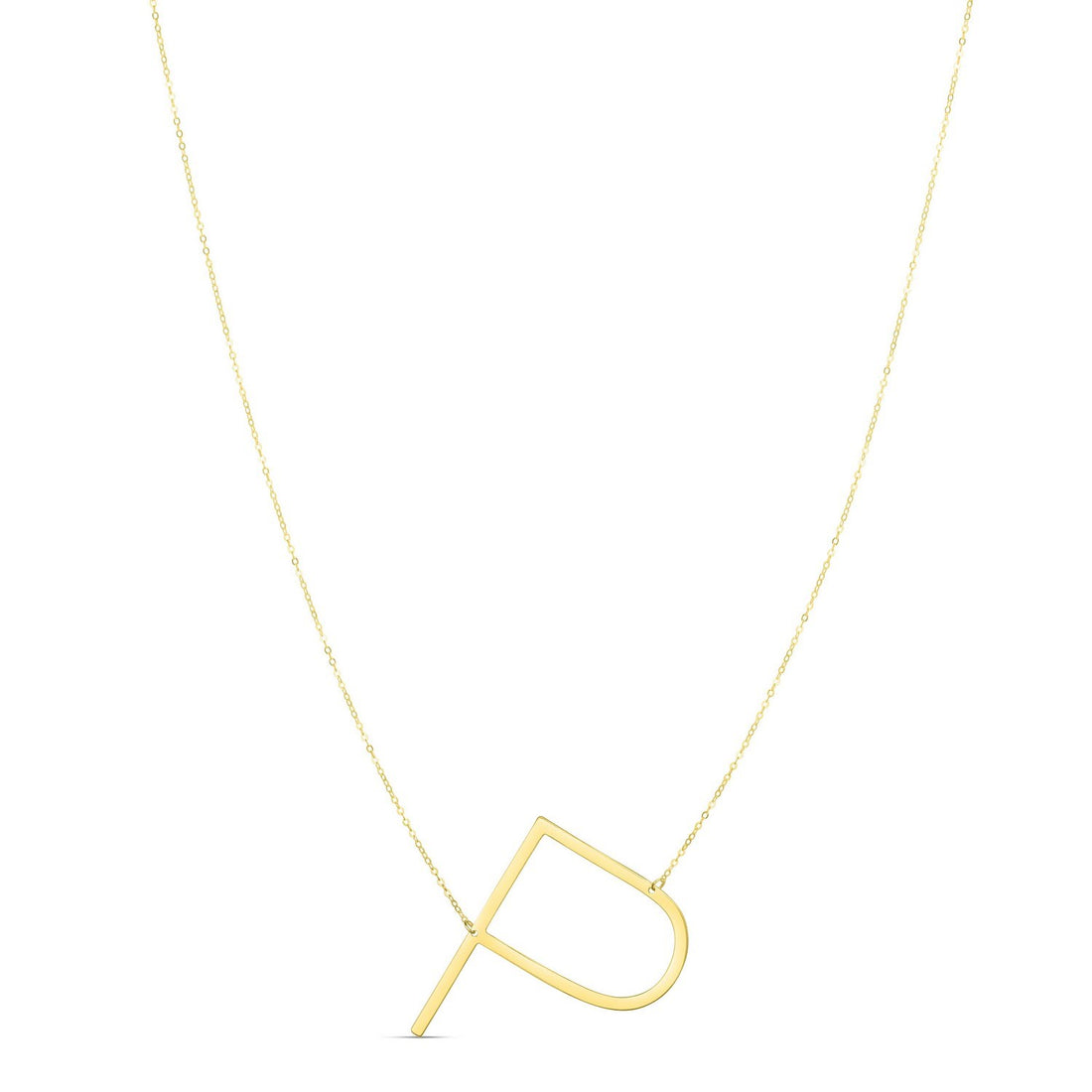 14K Yellow Gold Yours Truly Large Initial P Necklace for Women | Yene Store 