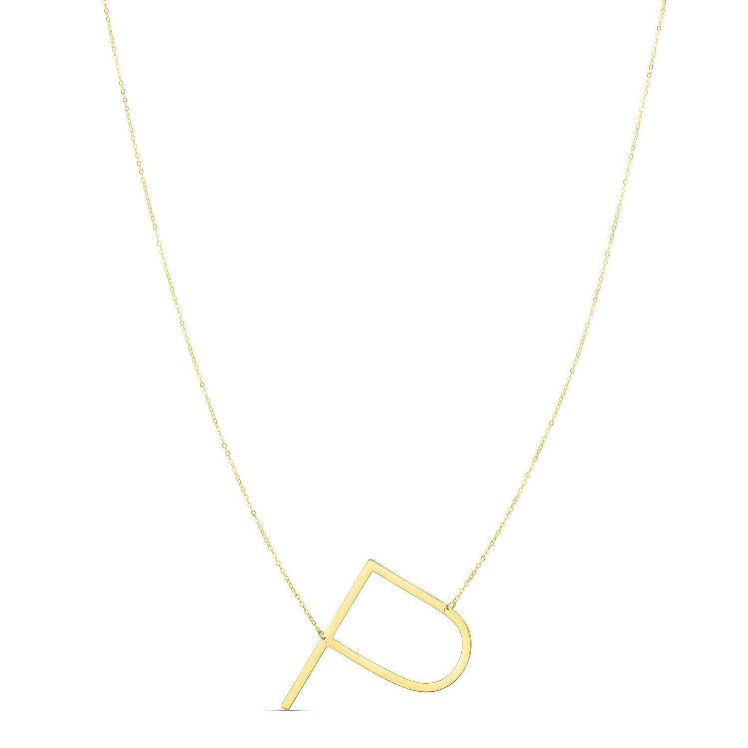 14K Yellow Gold Yours Truly Large Initial P Necklace for Women | Yene Store 