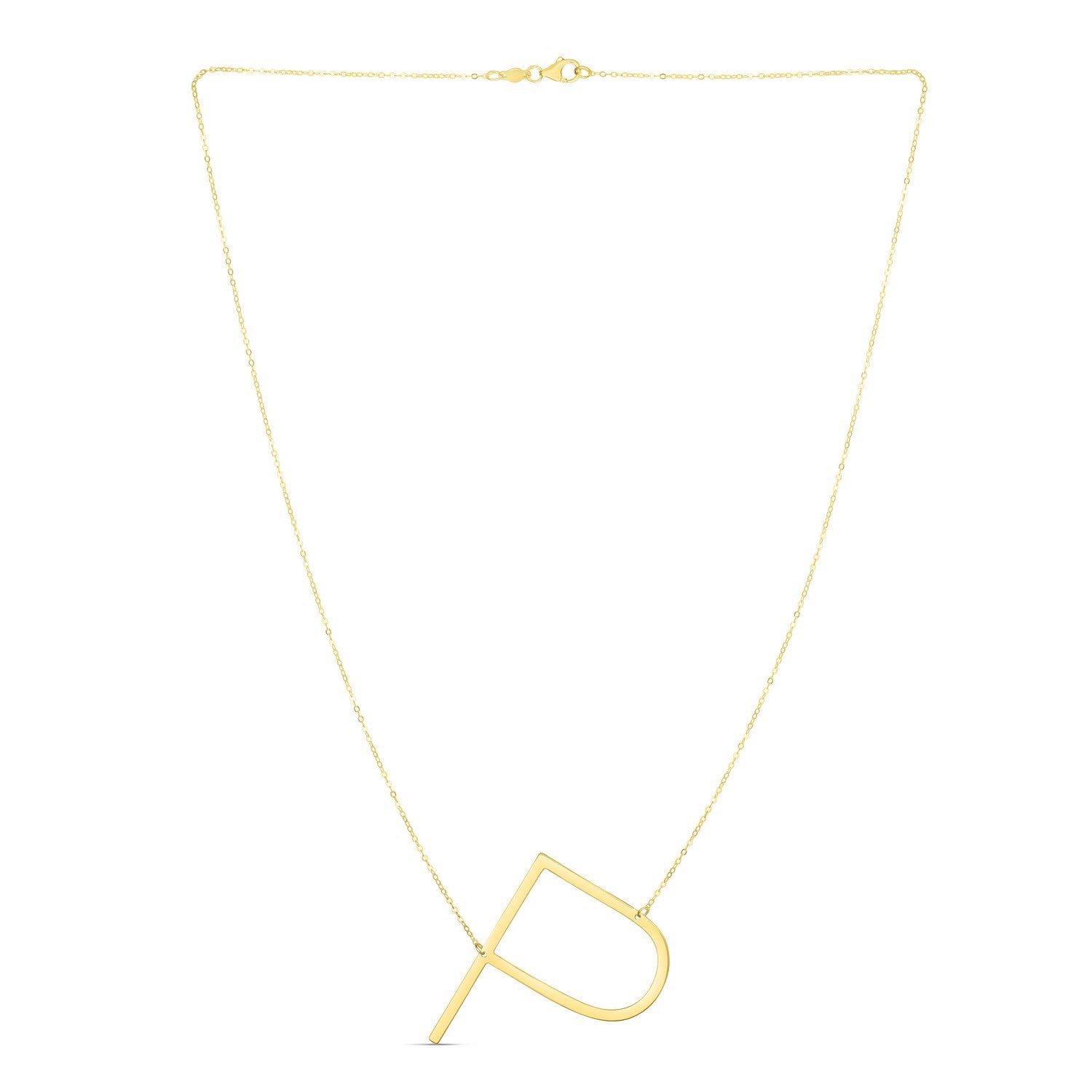 14K Yellow Gold Yours Truly Large Initial P Necklace for Women | Yene Store 