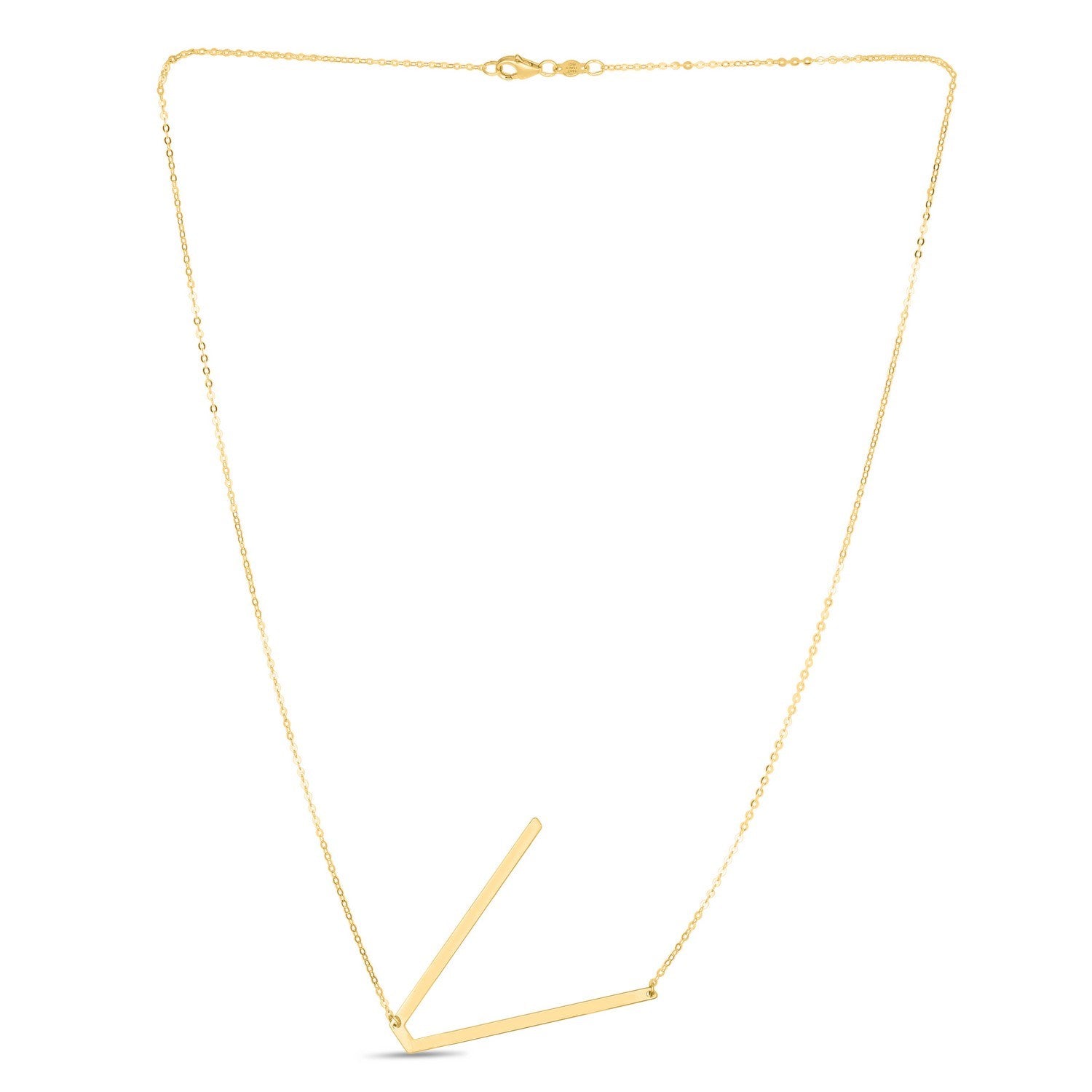 14K Yellow Gold Yours Truly Large Initial V Necklace for Women | Yene store 